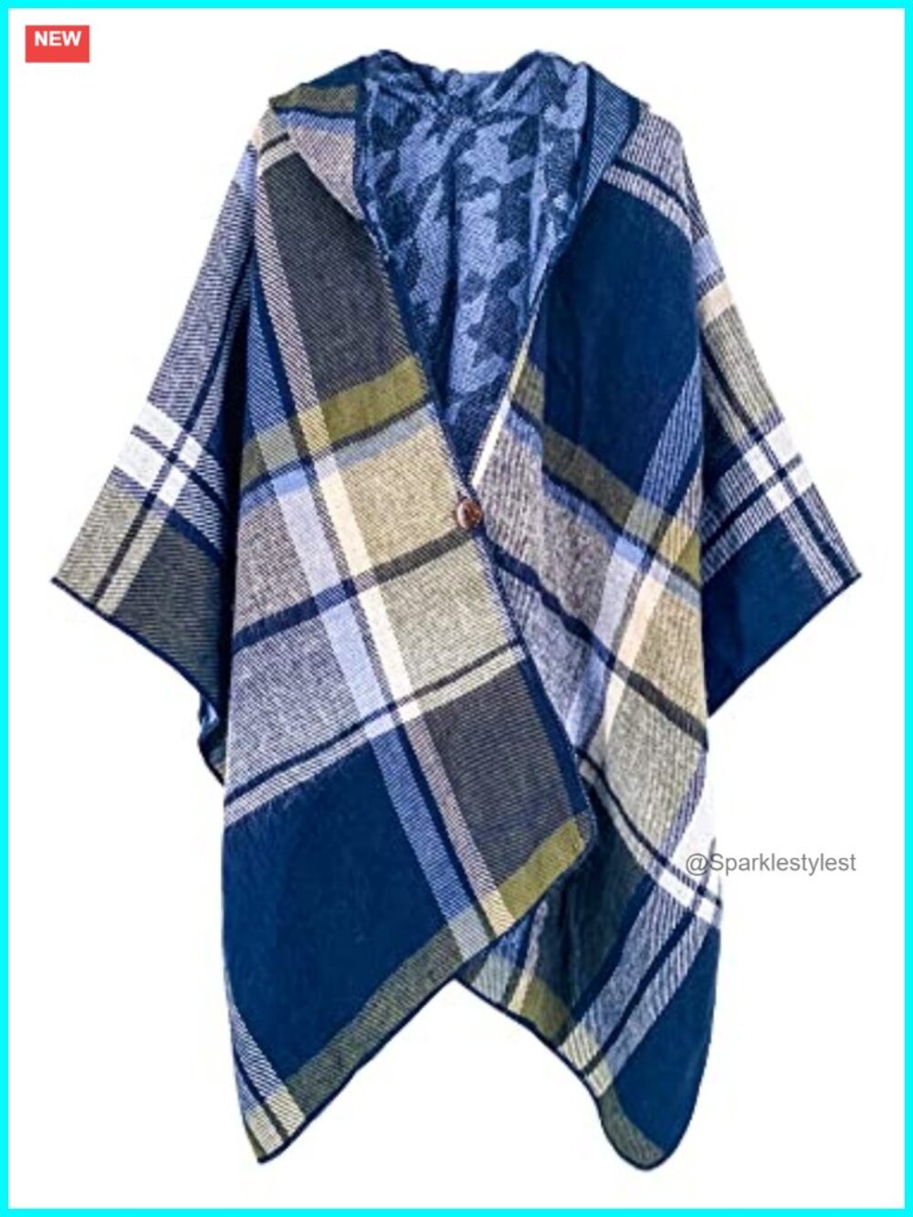 Womens Plaid Shawl Wrap Poncho Open Front Tassel Cape Fall Winter